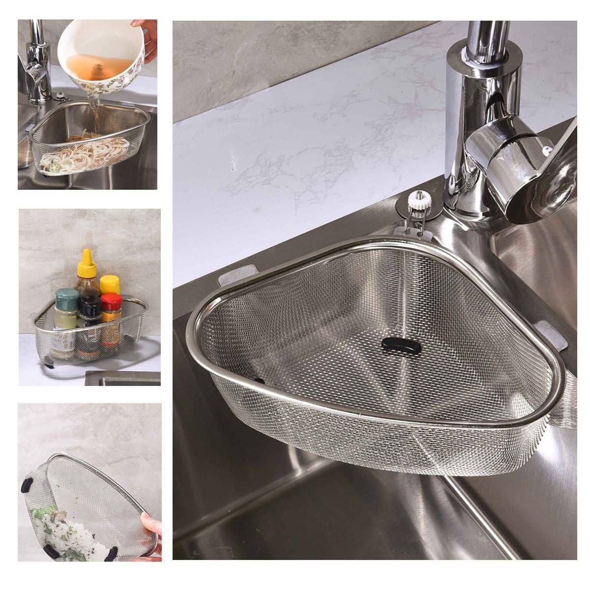 Triangle Stainless Steel Sink Strainer – Drain Basket & Organizer