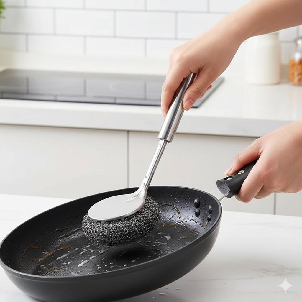 Steel Handle Steel Scrubber – Heavy Duty Cleaning Tool