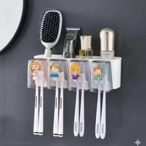 4-Cup Tooth Rack – Wall Mounted Toothbrush Organizer