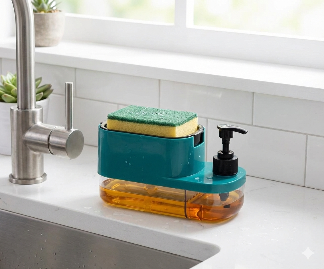 3 in 1 Liquid Soap Dispenser with Sponge Holder