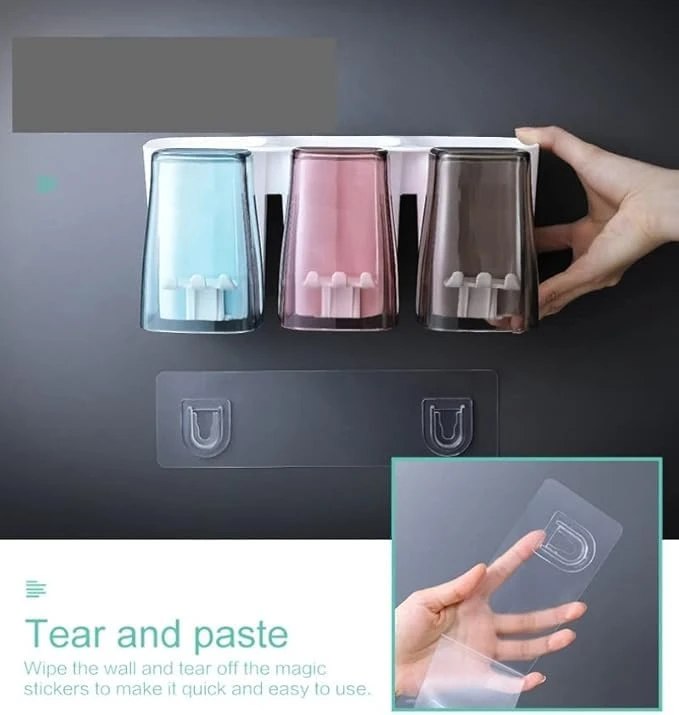 3 Cup Tooth Rack – Wall Mounted Toothbrush Organizer - Image 3