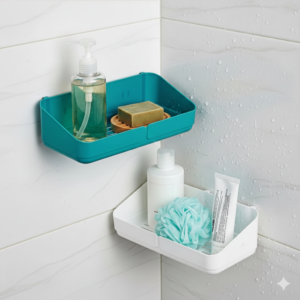 2 Set Slide Bathroom Shelf (White & Green)