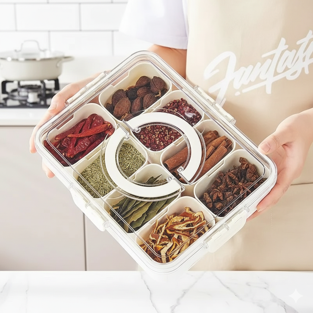 Jar Spice Box – Multi-Compartment Masala Organizer