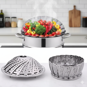 Vegetable Steamer – Foldable Stainless Steel Steaming Basket