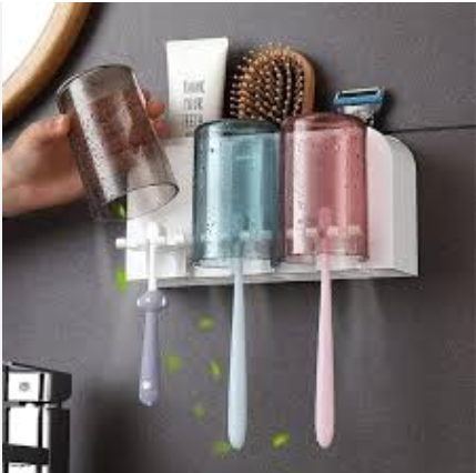 3 Cup Tooth Rack – Wall Mounted Toothbrush Organizer - Image 2