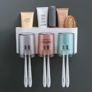 3 Cup Tooth Rack – Wall Mounted Toothbrush Organizer