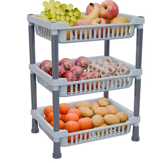 3 Layer Plastic Trolley – Compact Storage Rack