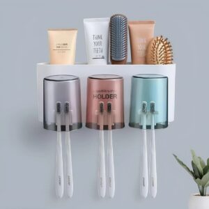3 Cup Tooth Rack – Wall Mounted Toothbrush Organizer