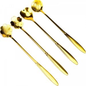 4 PCS Golden Spoon Set – Premium Stainless Steel Dessert & Tea Spoons